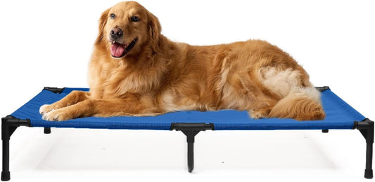 Elevated Dog Bed XL, XLarge Raised Outdoor Dogs beds, Breathable Mesh and Anti-Slip Feet, Lifted Pet Cot Off Ground, Cooling Dog Hammock Indoor (XL, Blue)