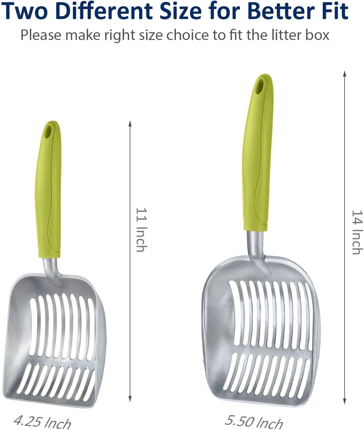 WePet Cat Litter Scoop, Aluminum Alloy Sifter, Kitty Metal Scooper, Deep Shovel, Long Handle, Poop Sifting, Kitten Pooper Lifter, Durable, Heavy Duty, for Litter Box