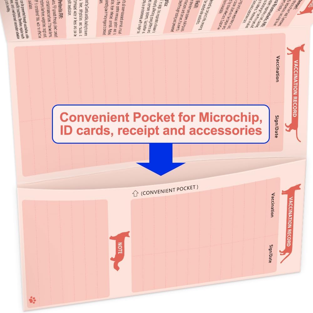 ANZON MORIES 24 Packs Cat Health Record Cards Vaccination Book with Storage Pocket, Large 8 x 10.5 in Feline Vaccine Shot and Kitten Immunization Memo Booklet for Kitty Pet Nursing Supplies