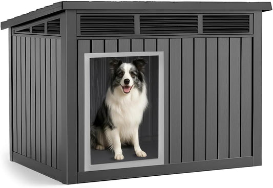 DRATO Dog House for Both Indoor and Outdoor with Weatherproof Roof Removable Floors for Medium to Large Dogs Interior Space (Black, Medium(32.2 * 25.12 * 24.13''))