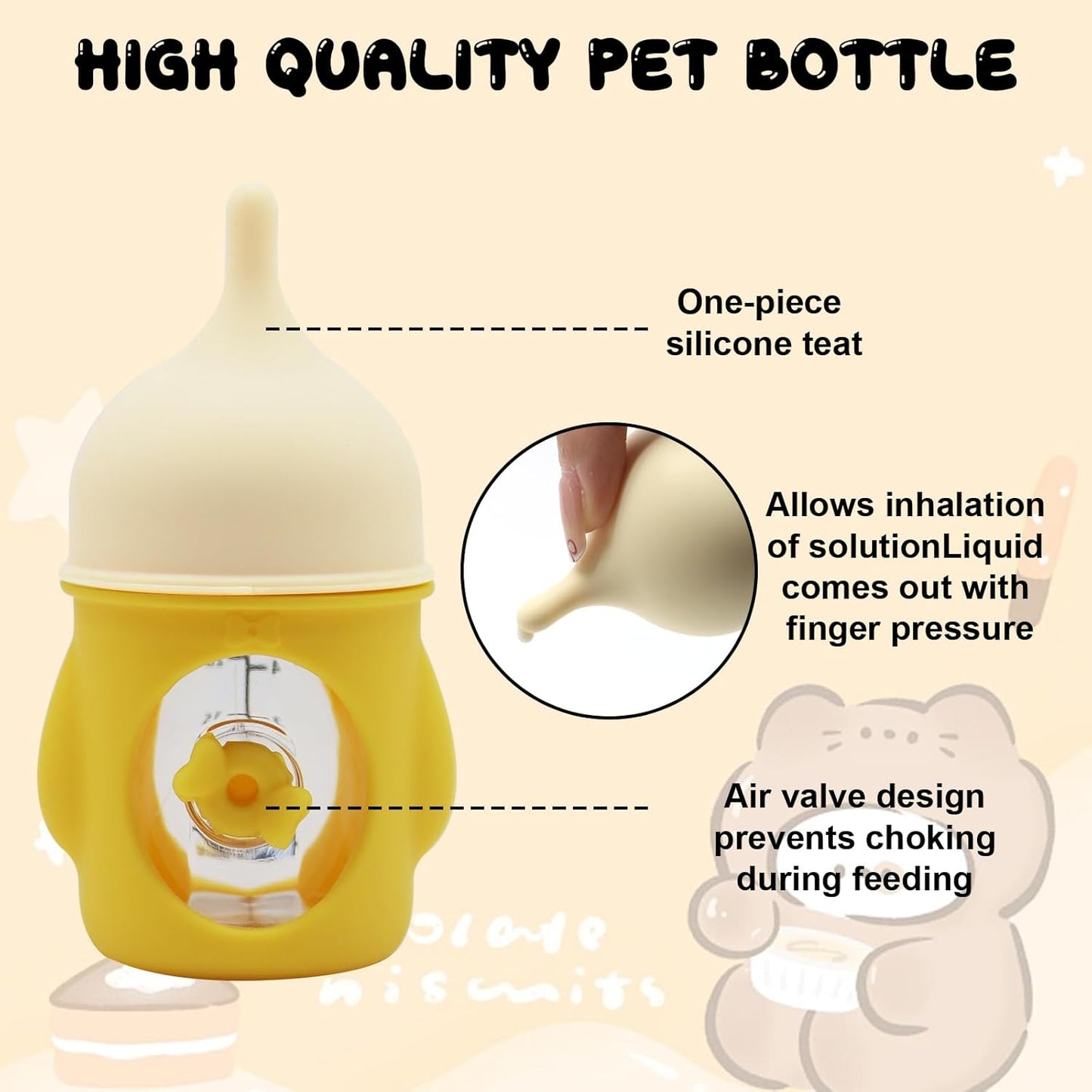 Pet Feeder Bottle Animal Feeding Bottles Kitten Bottles for Nursing Dog Cat Milk Feeding Bottle Anti-Choking Design for Newborn Kittens Puppies Small Animals (20 ml)