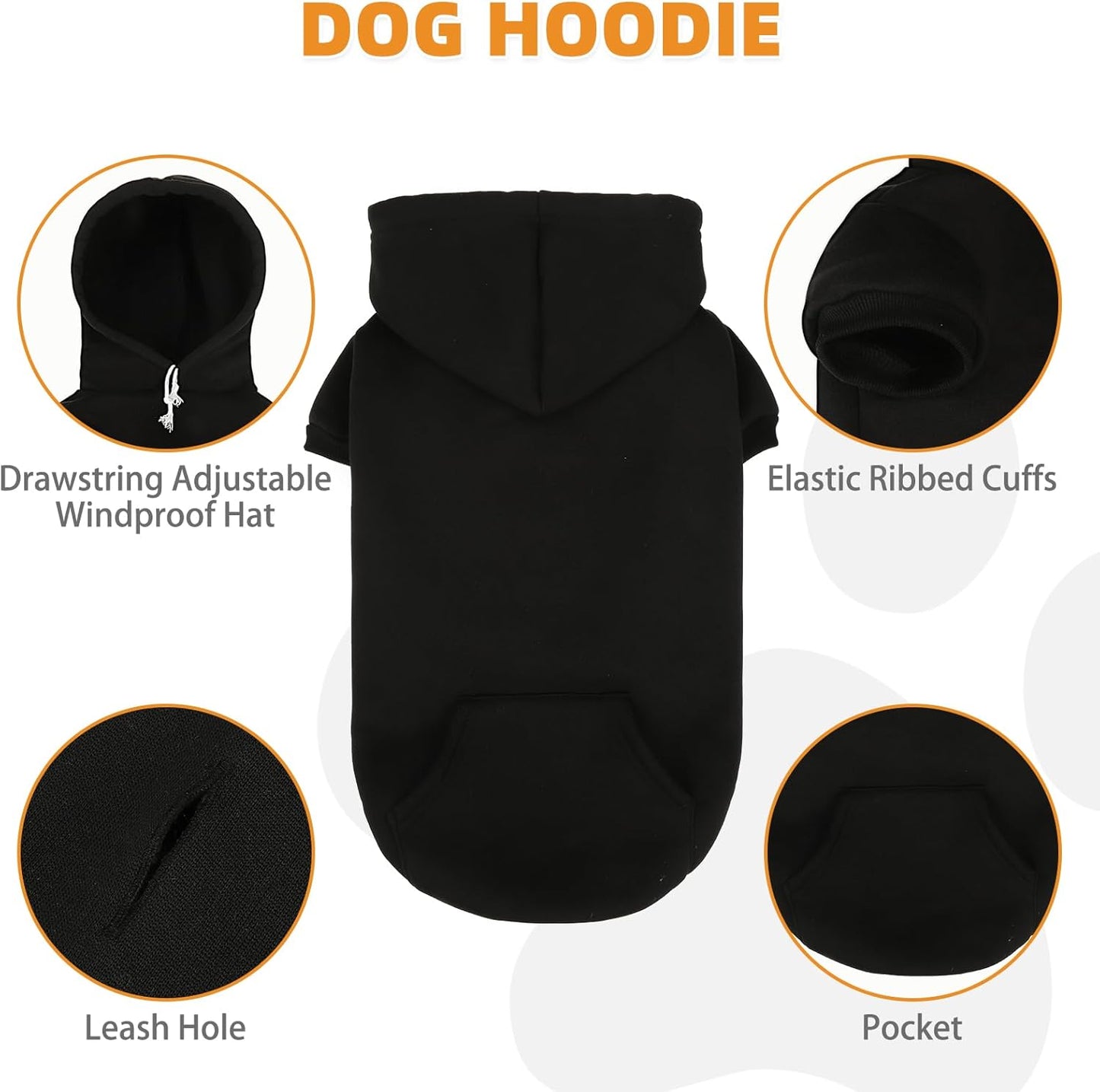 KOOLTAIL Dachshund Dog Hoodie - Soft and Warm Dogs Hoodie Sweater with Leash Hole and Pocket, Pet Winter Coat, Cold Weather Clothes Sweatshirt for Small Medium Large Dogs Puppy Cat Boys Girls M