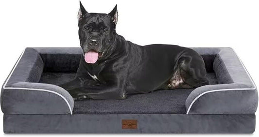 Comfort Expression Waterproof Orthopedic Foam Dog Beds, XXL Orthopedic Dog Beds for Extra Large Dogs, Washable Pet Sofa Bed with Removable Cover & Non-Slip Bottom(XX-Large,Dark Grey)