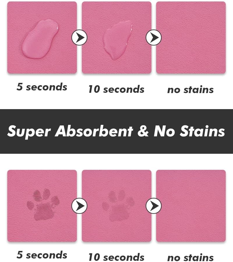 Absorbent Dog Food and Water Bowl Mat - Quick Dry, No Stains Feeding Mat for Messy Drinkers - Pet Supplies Accessories