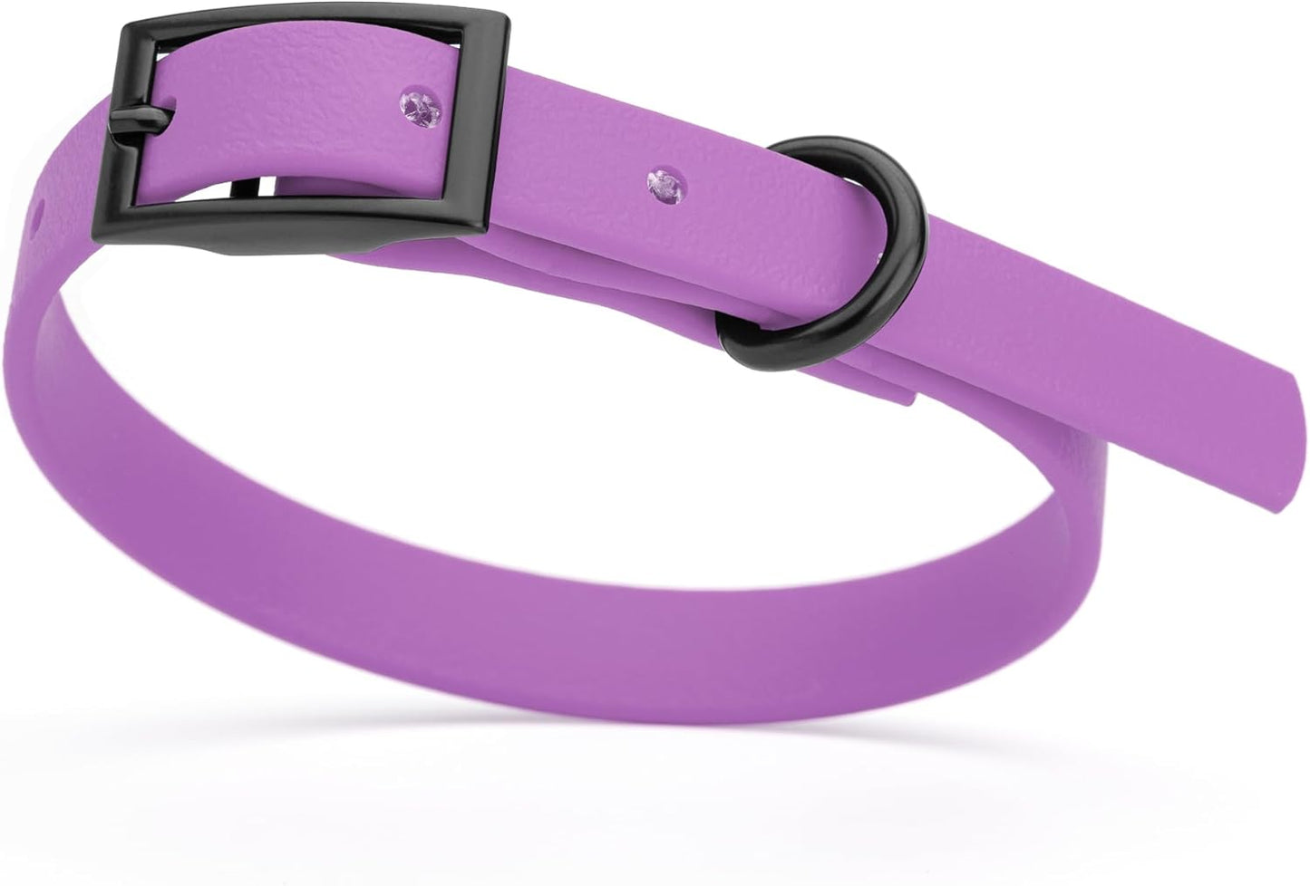 Dogline Biothane Waterproof Dog Collar Strong Coated Nylon Webbing with Black Hardware Odor- Proof for Easy Care Easy to Clean High Performance Fits Small Medium or Large Dogs, Amethyst Purple