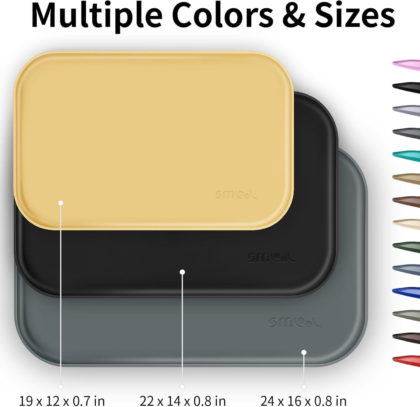 Silicone Pet Feeding Mat with Raised Edge for Food and Water, Dog Bowl Mats, Cat Bowls Placemat with High Lip for Floor Waterproof, Rubber Tray for Cats and Dogs 19 x 12 x0.7 Brown