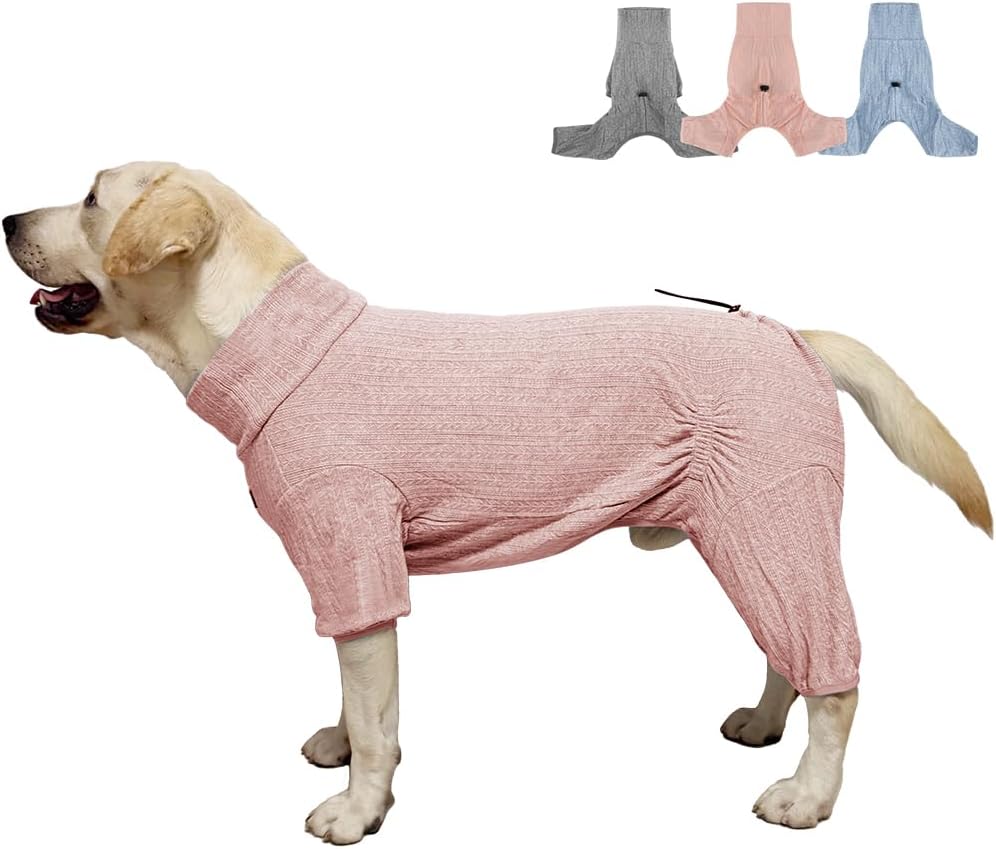 Dog Pyjamas PJS Sweater Clothing and Loungewear Suitable for Medium to Large Breeds of Dogs, Neutering Suits, Extra-Large Stretch Fabric, Four-Legged Dogs Clothes Pyjamas (Sweater Pink, 5XL)
