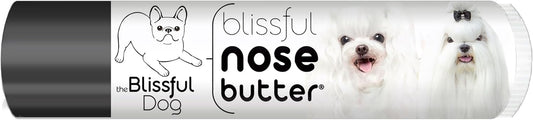 The Blissful Dog Maltese Nose Butter for Dry, Cracked Skin, Lick-Safe Dog Nose Balm with Moisturizing Shea Butter, Almond, Olive, and Essential Oils, Pet Supplies, Uncented, 0.15 oz.