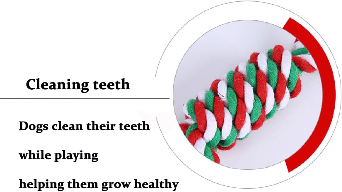 Chew Toys for Small and Medium Dogs - Teeth Cleaning, Gum Massage, Boredom Relief - Christmas Ball Rope Toy Set of 4