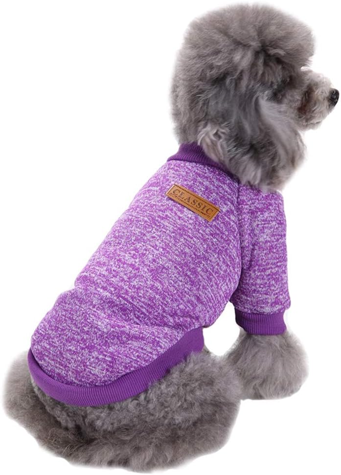 Jecikelon Dog Clothes Dogs Sweater Soft Puppies Clothing Winter Puppy Sweaters Warm Outfit for Dogs Small XXS XS Cat Apparel (X-Large, Purple)