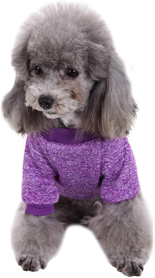Jecikelon Dog Clothes Dogs Sweater Soft Puppies Clothing Winter Puppy Sweaters Warm Outfit for Dogs Small XXS XS Cat Apparel (Purple, M)