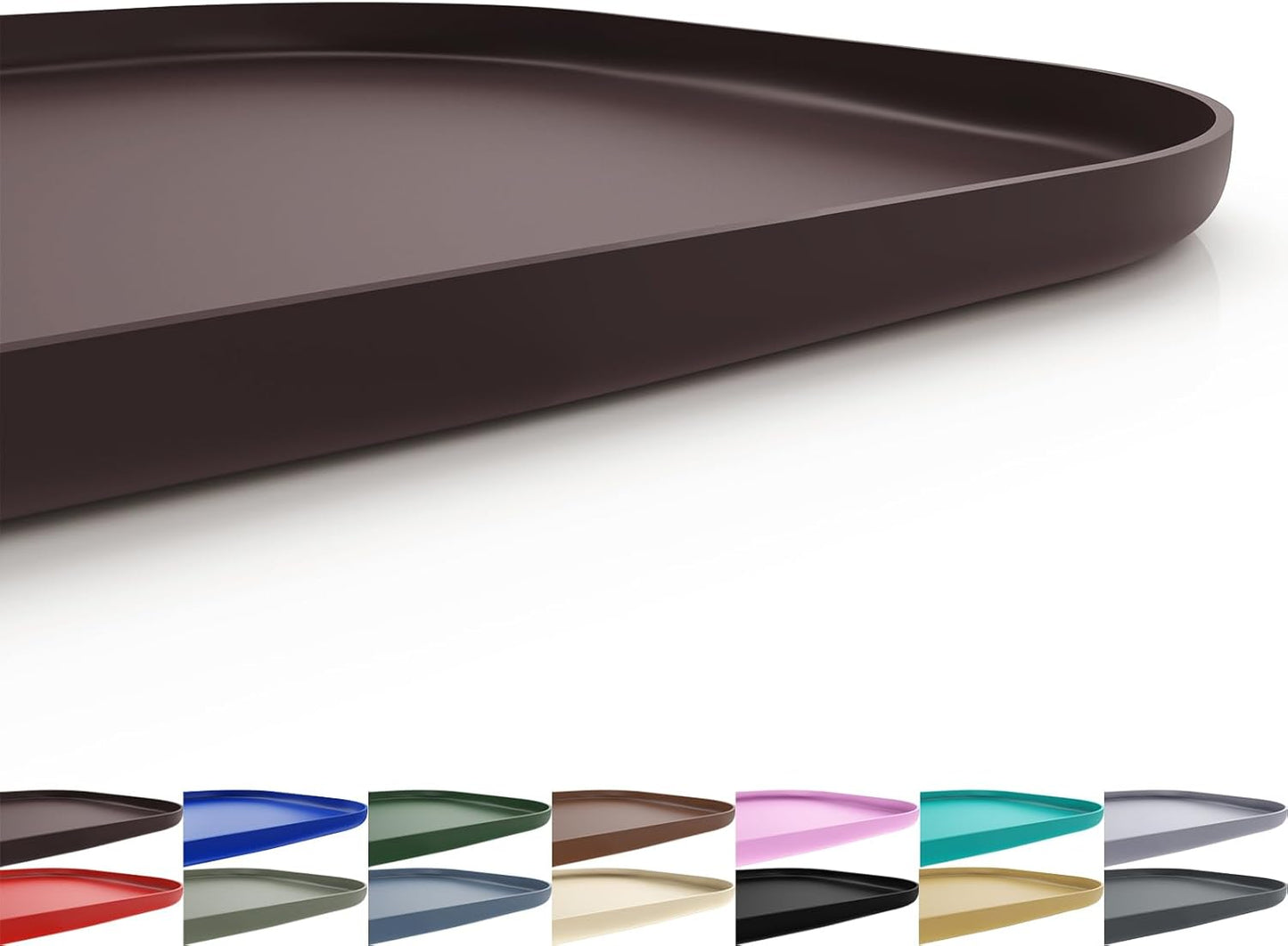 Silicone Pet Feeding Mat with Raised Edge for Food and Water, Dog Bowl Mats, Cat Bowls Placemat with High Lip for Floor Waterproof, Rubber Tray for Cats and Dogs 19 x 12 x0.7 Dark Brown