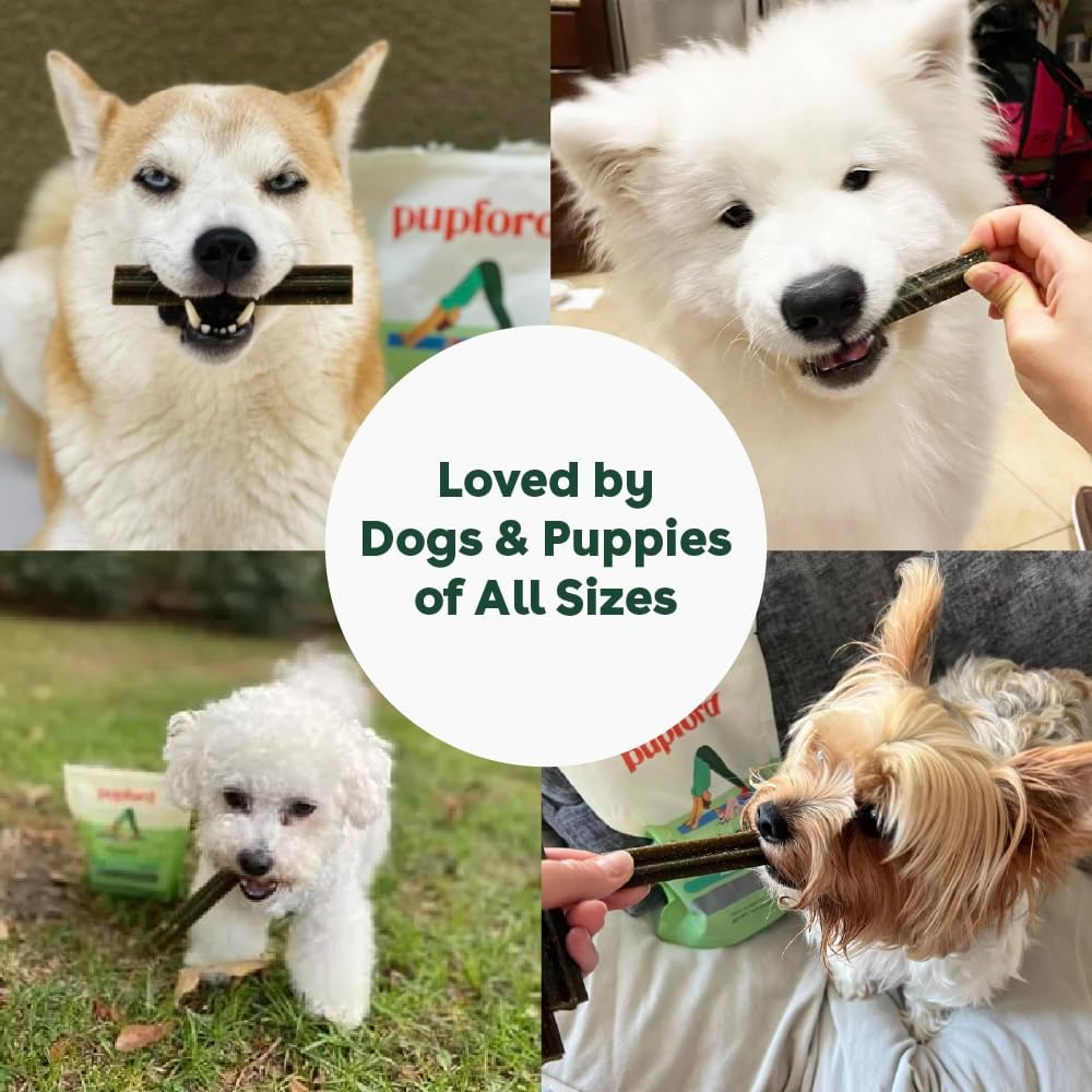 Pupford Dental Chews for Dogs, All-Natural 4-Inch Sticks for Plaque, Tartar & Bad Breath, Grooved Texture, Limited Ingredients, Made in USA (30 Count)