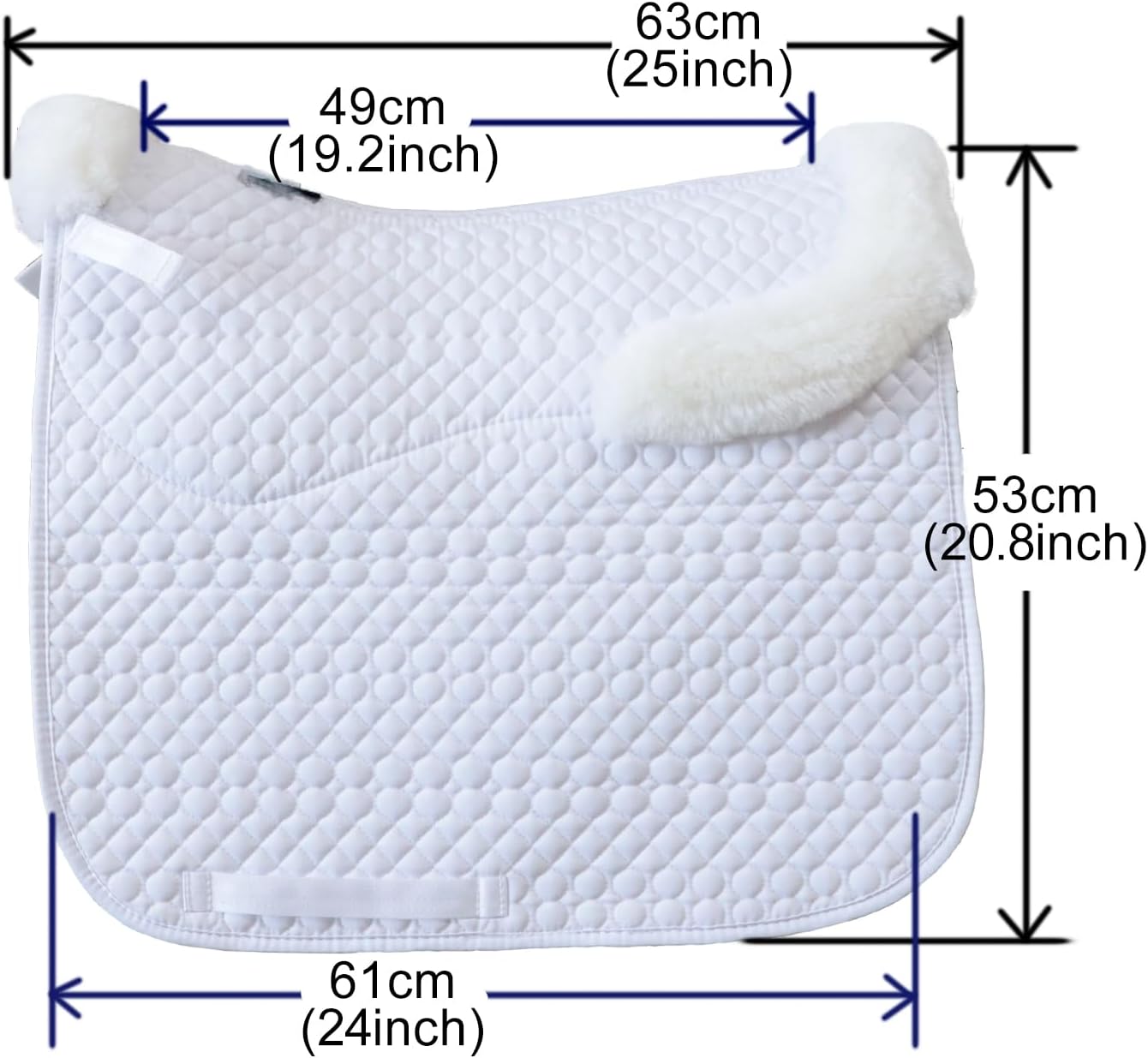 Woolous Dressage Saddle Pad, English Saddle Pad with Sheepskin Trim, Lambskin Wool Fleece Lining, Square Saddle Pad for Equestrian Riding, Comfortable & Shock Absorbing