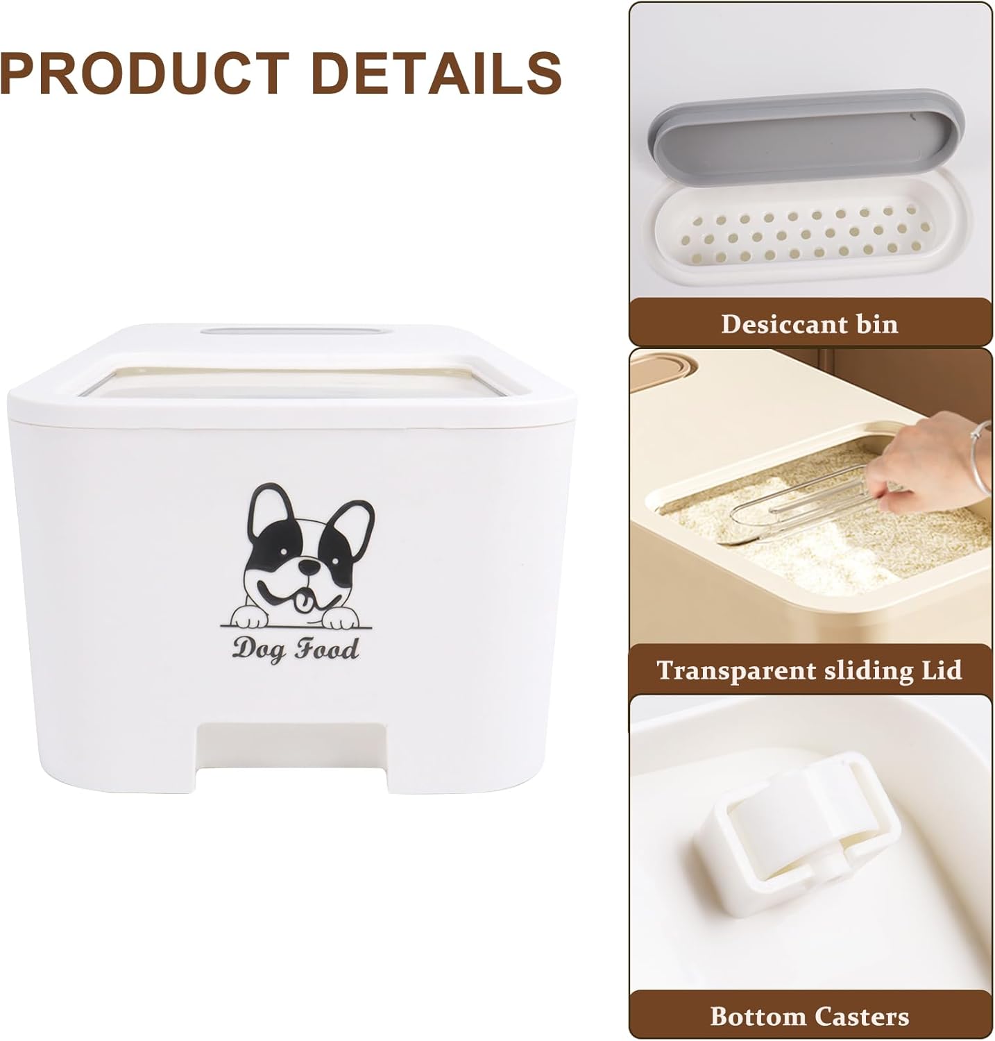 10Lbs Dog Food Storage Container,Pet Food Container with Rolling Wheels & Sliding Lid,BPA Free Plastic Storage Bin For Dog Food Kibble with Measuaring Cups-Rodent proof