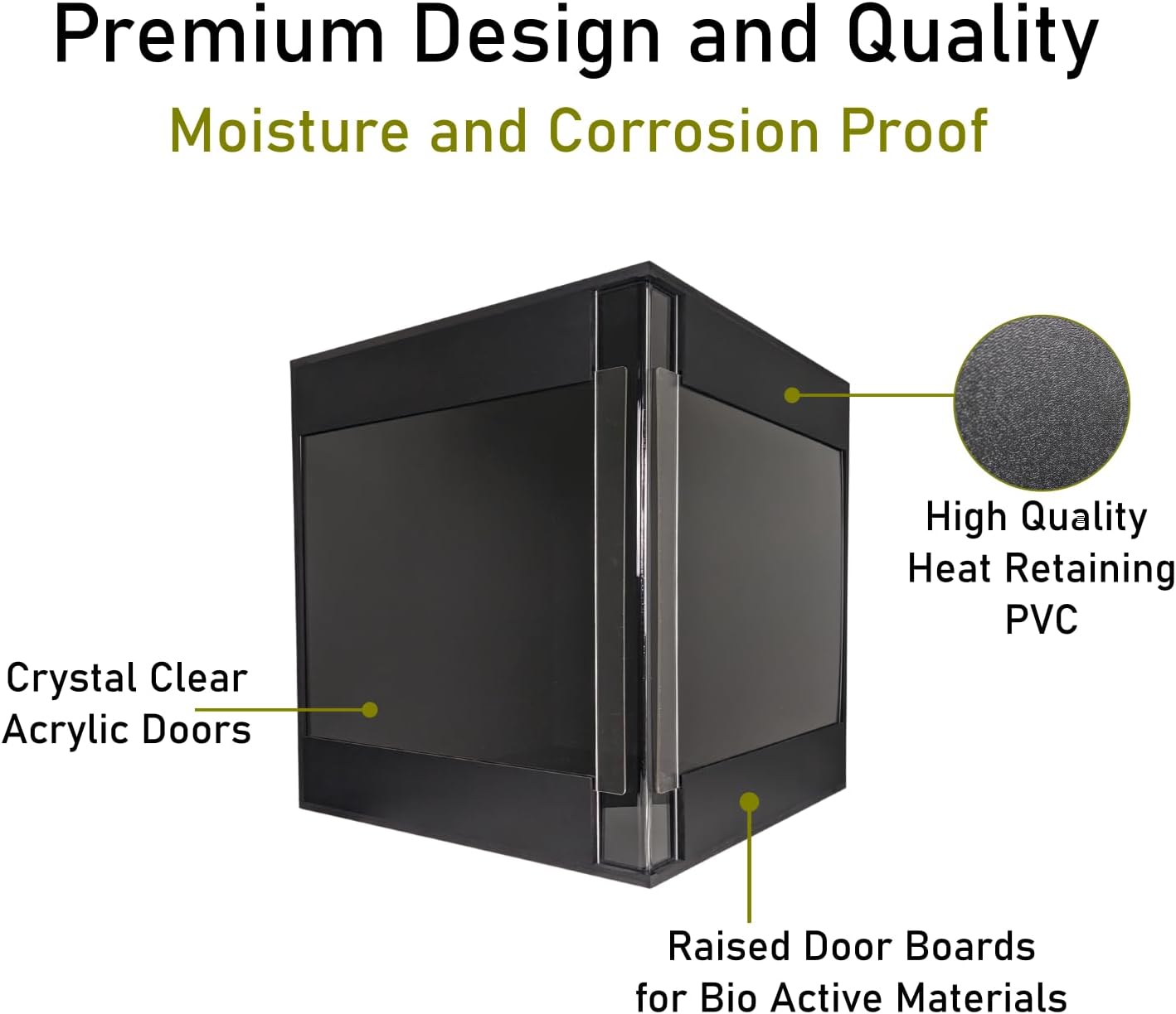 Premium PVC Reptile Enclosure, 40 Gallon, Easy Assembly, Moisture-Proof, Heat Retention, Sliding Doors, Ventilation, Bio-Active Setups, Non-Reflective Black Finish, Made in USA (Clear Brace)