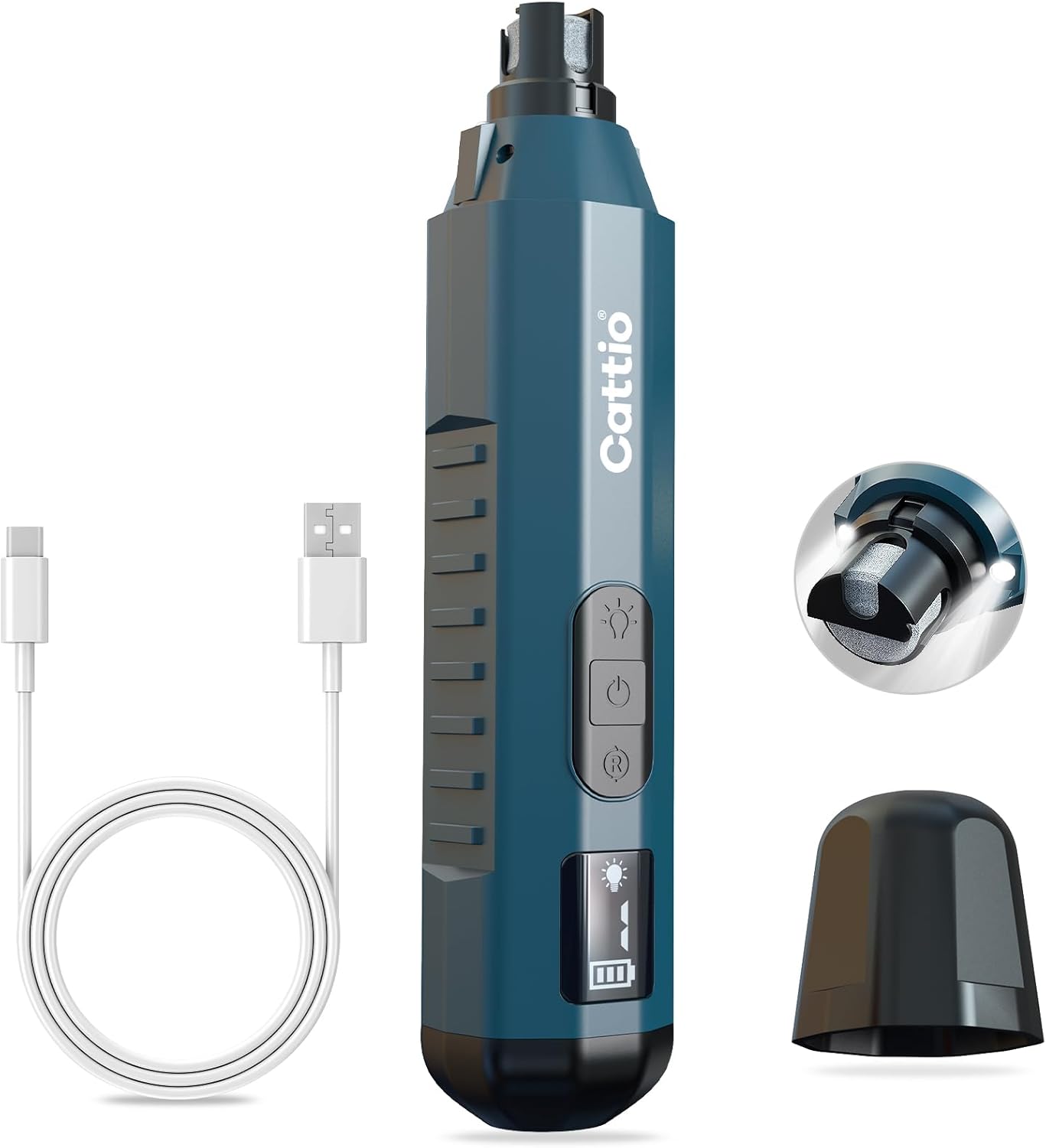 Dog Nail Grinder - Professional Electric Dog Nail Trimmer for Dogs & Cats Quiet Painless Grooming & Smoothing Dog Nail Clipper & File Included - Suitable for Small Medium Large Pets (Dark Blue)