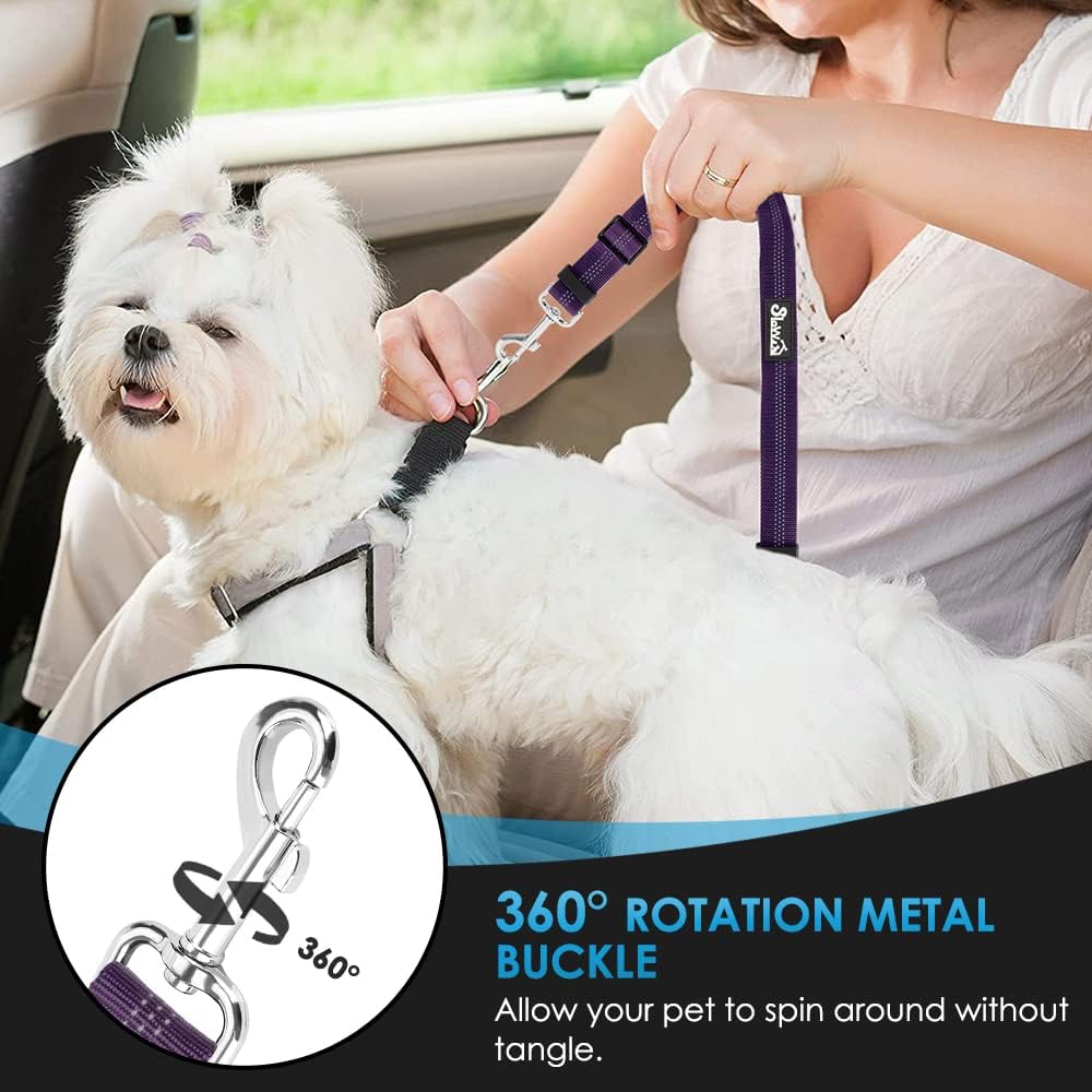 Lukovee Dog Seat Belt for Car, Adjustable Dog Car Harness for Large Medium Small Dogs, Soft Padded & Breathable Mesh Dog Seatbelt with Car Vehicle Connector Strap (Purple,X-Small)