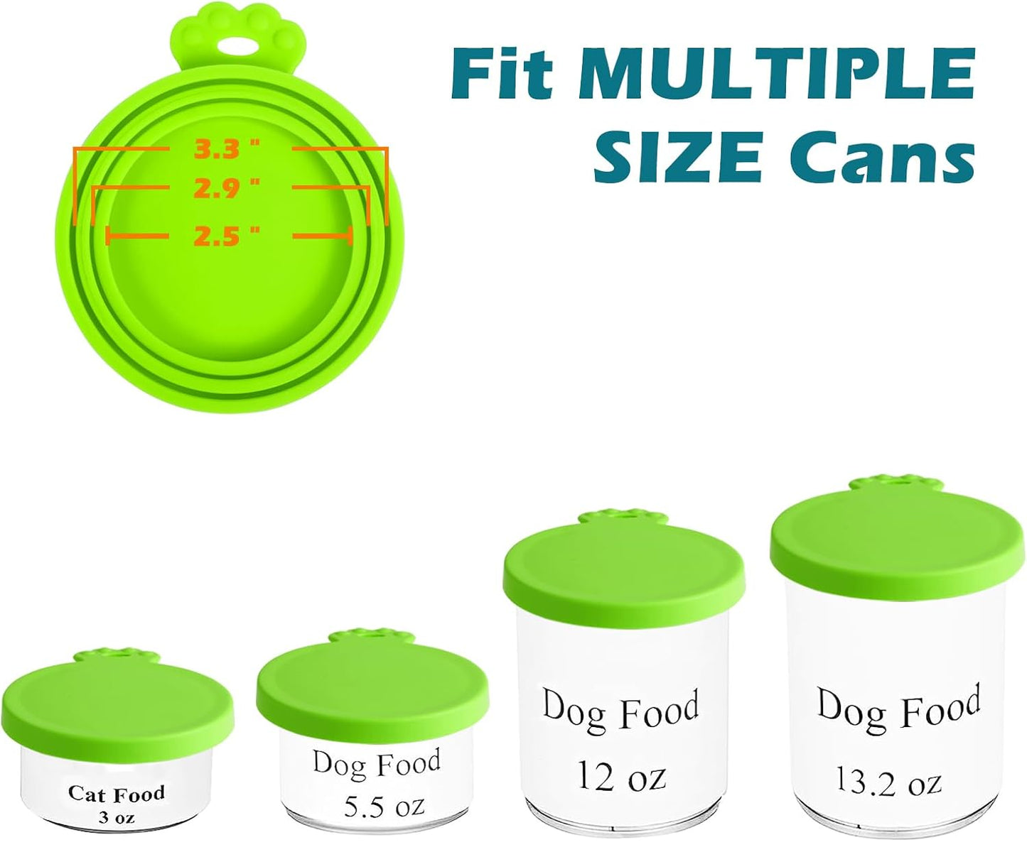 PetBonus 5 Pack Silicone Pet Can Cover Lids, Universal Size for Dog Cat Food, 1 fit 3 Standard Size Can Tops, BPA Free Dishwasher Safe (Blue, Green, Orange, Pink, Yellow)