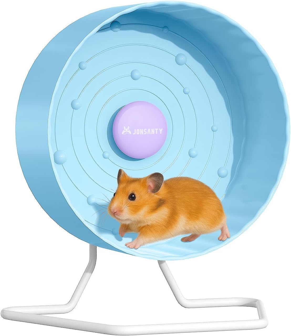 8.4" Silent Hamster Wheel, Non-Slip Track, Exercise, Release Stress, Relieve Anxiety, Adjustable Height Stand, for Syrian Dwarf Hamster, Gerbil, Mice, Other Small Medium Sized Pets, Blue