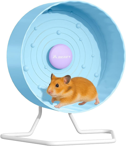 8.4" Silent Hamster Wheel, Non-Slip Track, Exercise, Release Stress, Relieve Anxiety, Adjustable Height Stand, for Syrian Dwarf Hamster, Gerbil, Mice, Other Small Medium Sized Pets, Blue