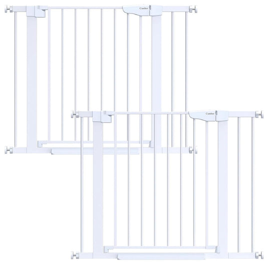 Cumbor 2 Pack 29.7-40.6" Baby Gate for Stairs, Mom's Choice Awards Winner-Dog Gate for Doorways, Pressure Mounted Self Closing Pet Gates for Dogs Indoor, Safety Child Gate with Easy Walk Thru Door