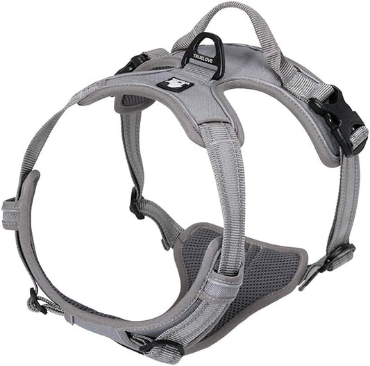 TRUE LOVE Adjustable No-Pull Dog Harness Reflective Pup Vest Harnesses Comfortable Control Brilliant Colors Truelove TLH5651(Gray,S)