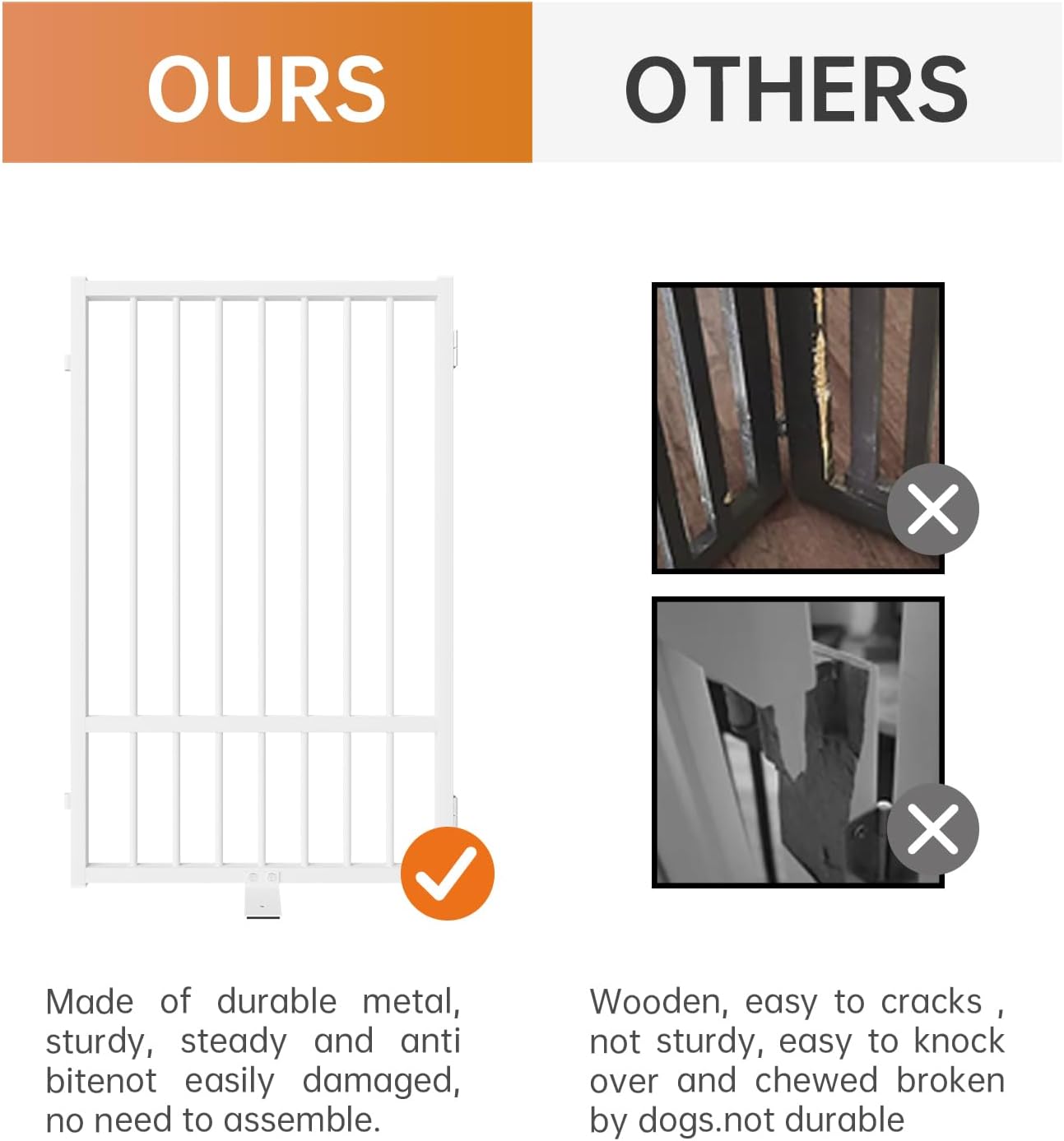 Full Metal Freestanding Dog Gate with Door, 36''Height Foldable Pet Dog Fence for Indoor & Outdoor, 4 Panels Extra Wide Free Standing TallDog Gates for Doorways,House,Stairs,Porch,Deck,Yard