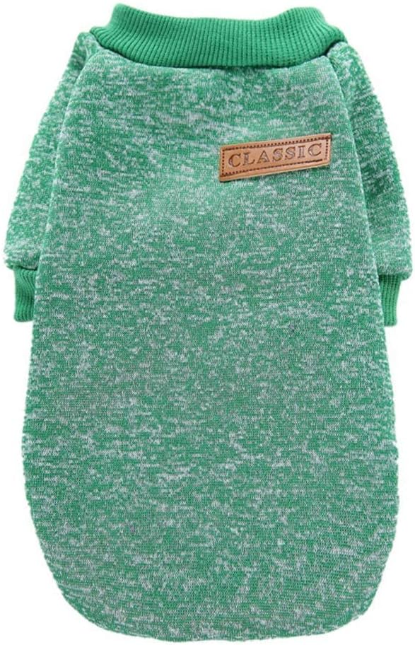 Jecikelon Dog Clothes Dogs Sweater Soft Puppies Clothing Winter Puppy Sweaters Warm Outfit for Dogs Small XXS XS Cat Apparel (Green, M)