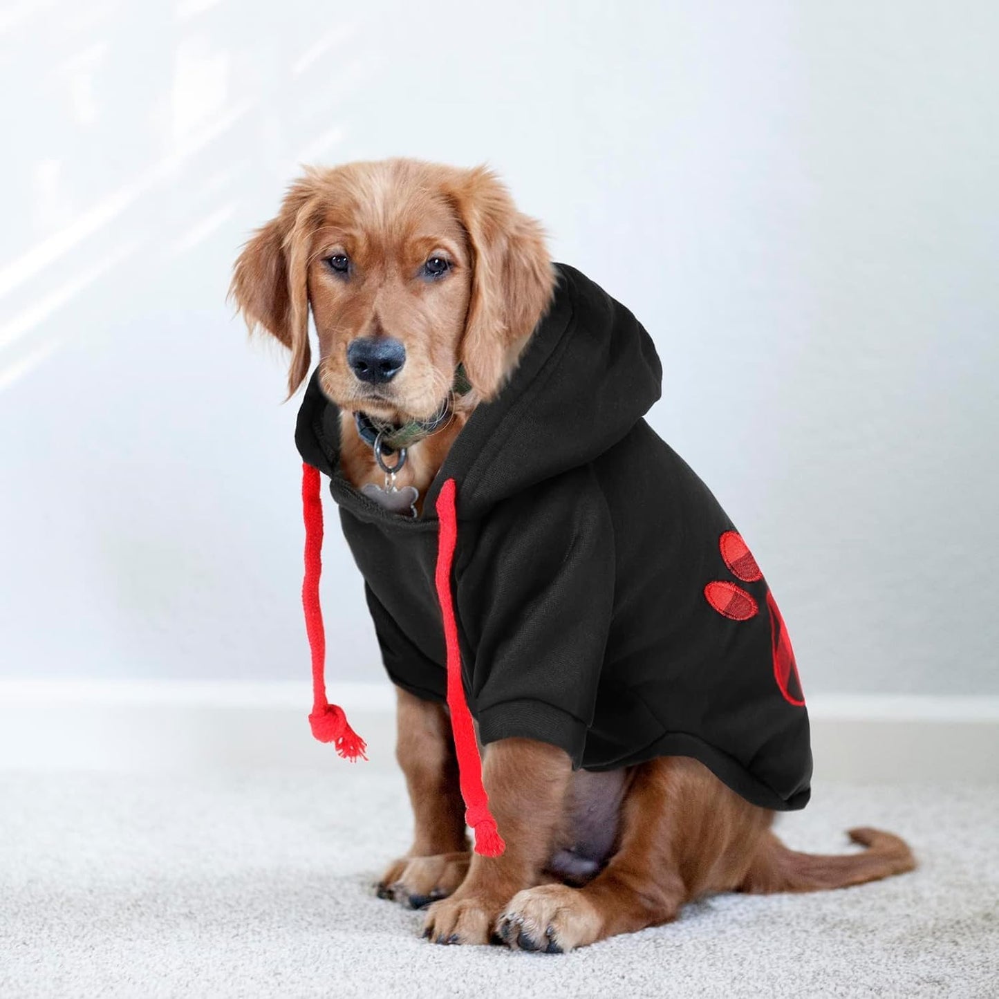 SAWMONG Dog Hoodie,Flannel Pet Hooded Sweater with Hat Puppy Pullover Sweater Shirt,Dog (Black,3XL)