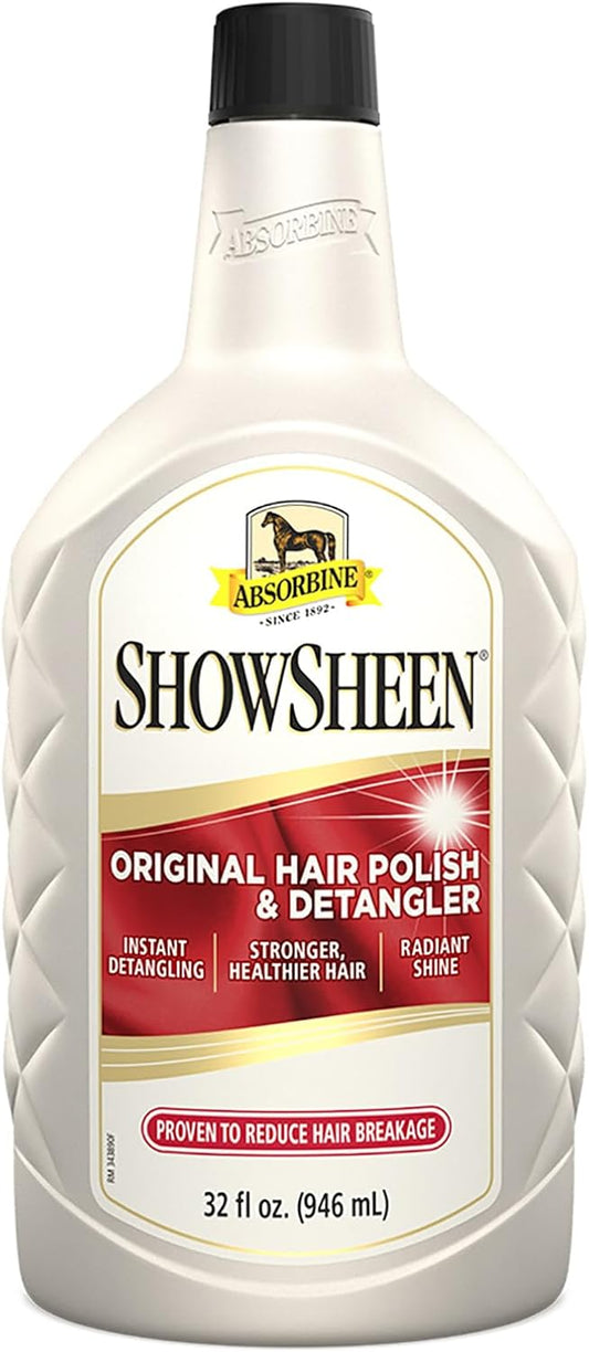 Absorbine ShowSheen Hair Polish & Detangler 32oz Refill Bottle, Horse and Dog Coat, Mane and Tail, Instant Detangling & Reduces Hair Breakage for Healthy Grooming & Radiant Shine