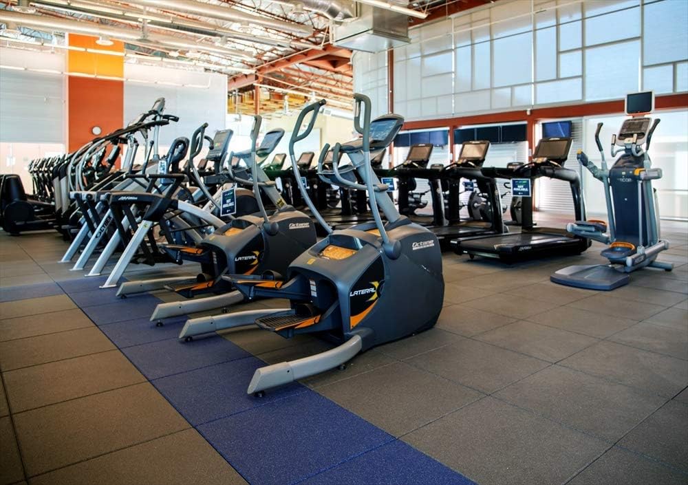 American Floor Mats - Extreme Rubber Gym Tiles - 1 Inch Thick Colorful Rubber Gym Tiles - Superior Shock and Sound Absorbing Tiles - 35% Blue/Grey/White 25 Tile Pack (Covers 100 Sq Ft)