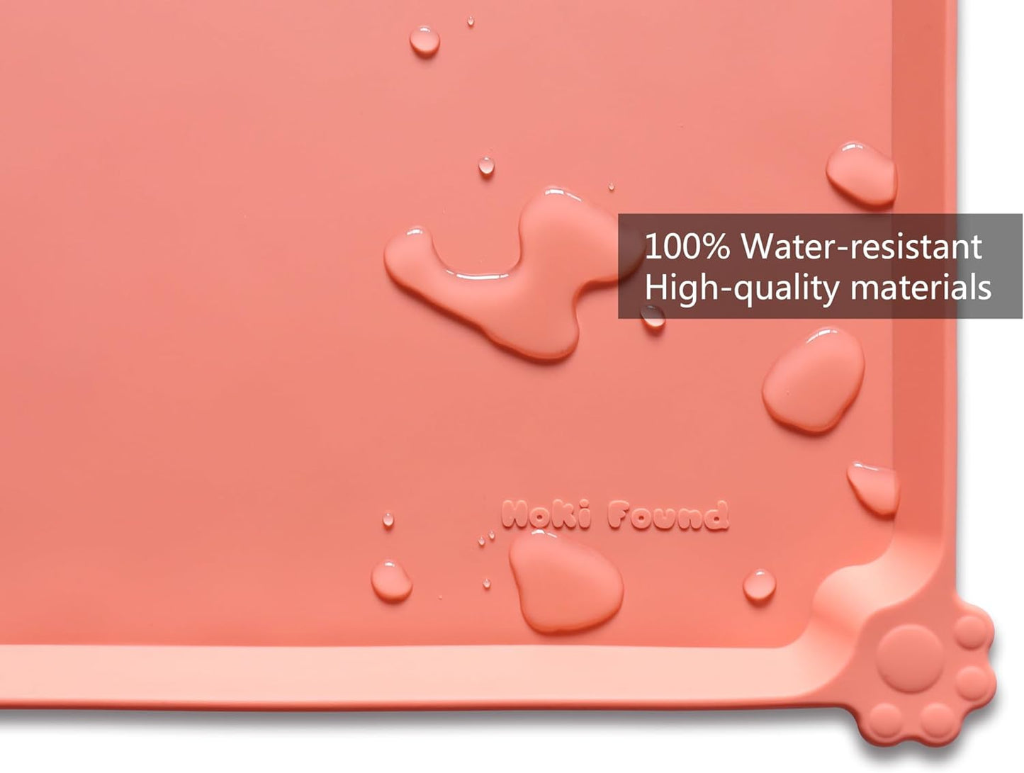 Hoki Found Large Silicone Pet Feeding Mats Tray - Non Slip Dog Cat Bowl Mats - Waterproof - Burnt Coral