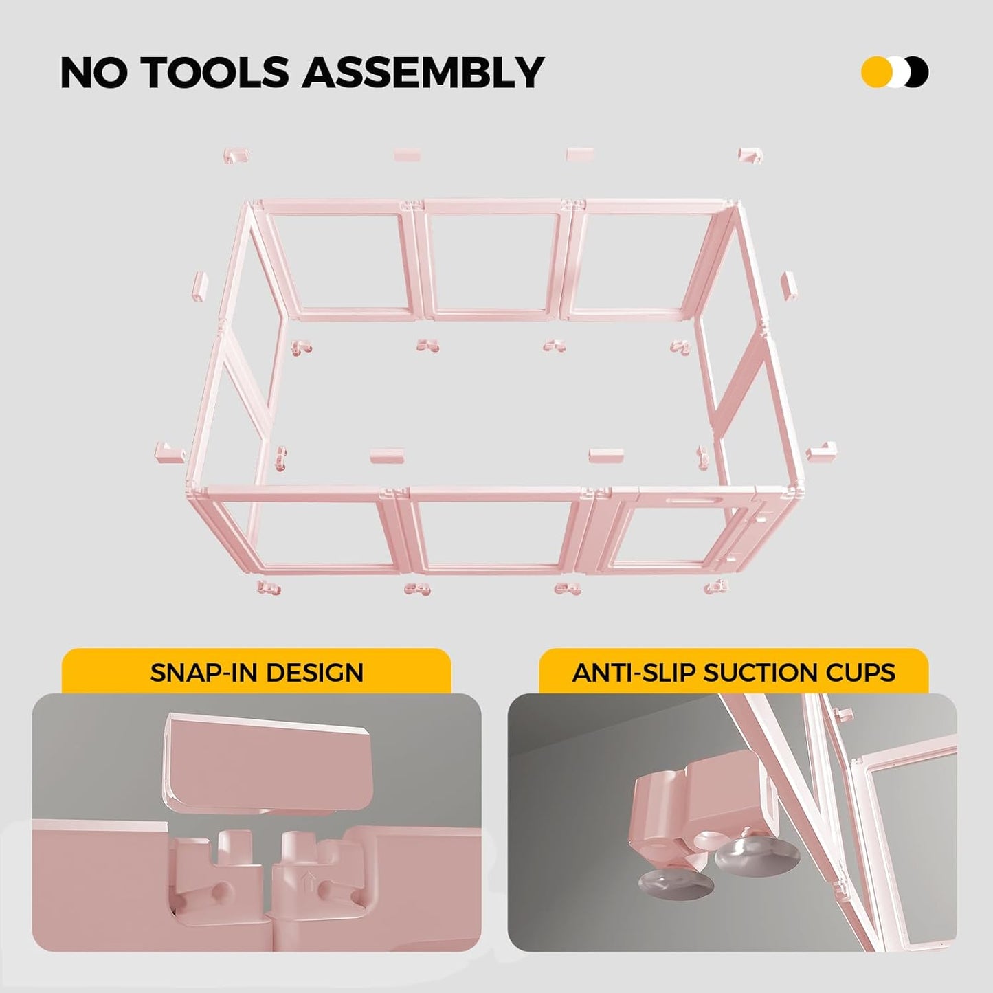 Clear Acrylic Plastic Dog Playpen - Clear Dog Play Pen - Easy Assemble Acrylic Dog Playpen - Puppy Playpen, Cat Playpen, Small Animal Playpen, Dog Play Pen Indoors (Pink-30.3" H, 10PCS)