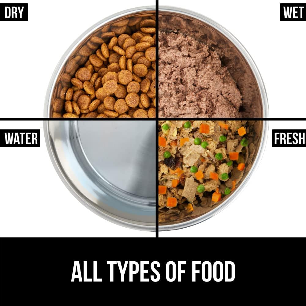 GORILLA GRIP Set of 2 Dog Bowls, Heavy Duty Metal Food and Water Bowl for Feeding Dogs and Cats, Dishwasher Safe, Rust Resistant Stainless Steel, BPA Free Rubber Base, Holds 2 Cups (16 fl oz), Red