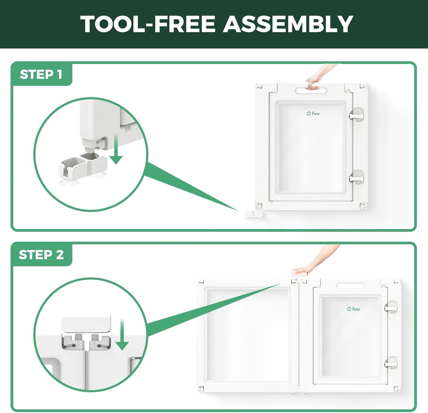 FXW AuraSpace Acrylic Indoor Unleashed Dog Playpen for Puppies and Small Dogs, 24 Inch, 16 Panels, White