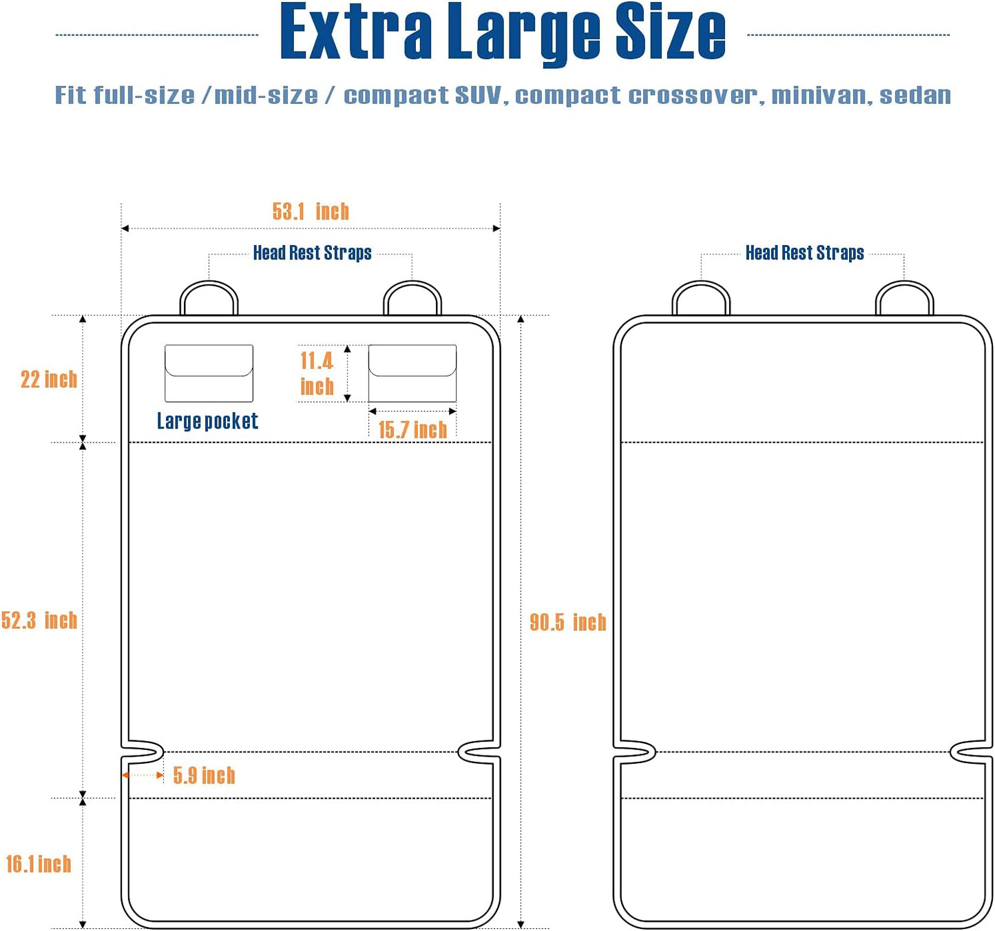 F-color SUV Cargo Liner for Dogs, Waterproof Pet Cargo Cover Dog Seat Cover Mat for SUVs Sedans Vans with 2 Large Pockets, Non-Slip, Large Size Universal Fit, Black