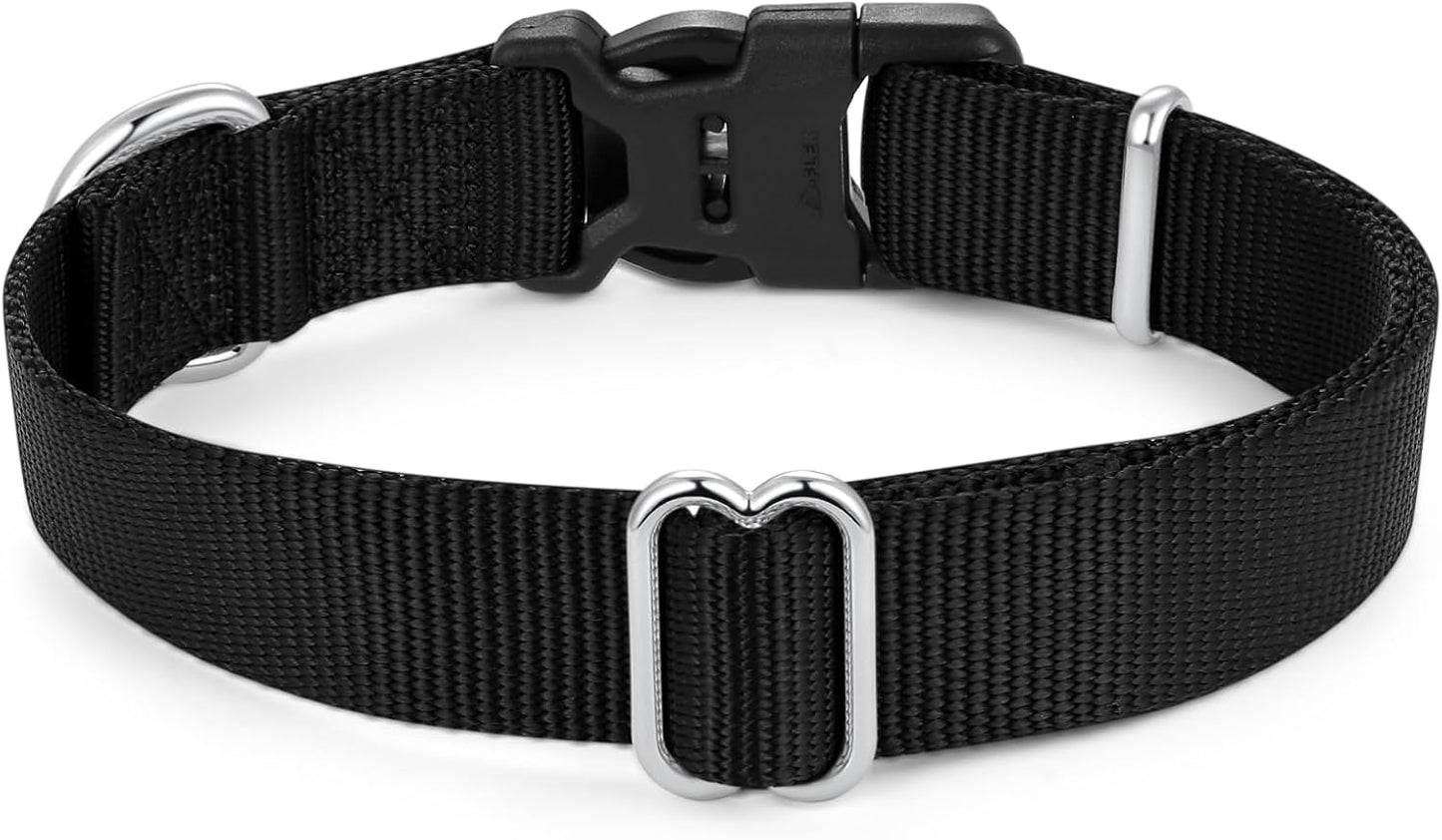 Mikivery Nylon Dog Collar with Quick Release Buckle Soft Adjustable Sturdy for Small Medium Large Dogs Black,M