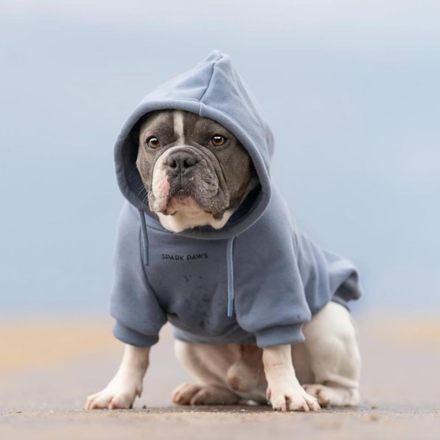 Spark Paws Dog Hoodie – Premium Dog Sweater for Small, Medium, and Large Dogs | Warm Outfits for French Bulldogs, Pitbull, Puppy, Winter Jacket Alternative - Slate Blue - L