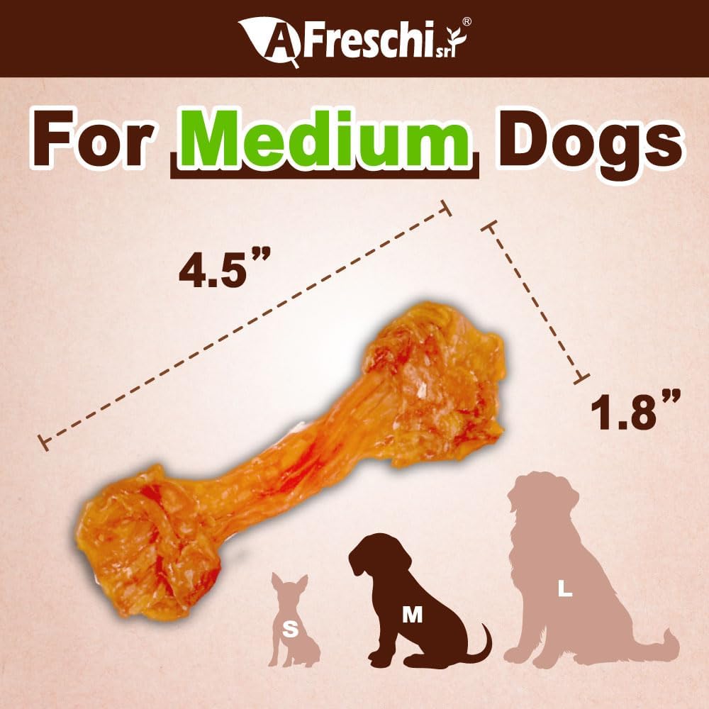Afreschi Natural Turkey Tendon Bone (M) Pack of 2, Dog Treats for Signature Series, All Natural Human Grade Puppy Chew, USA-Sourced Turkey Tendon, Hypoallergenic, Rawhide Alternative