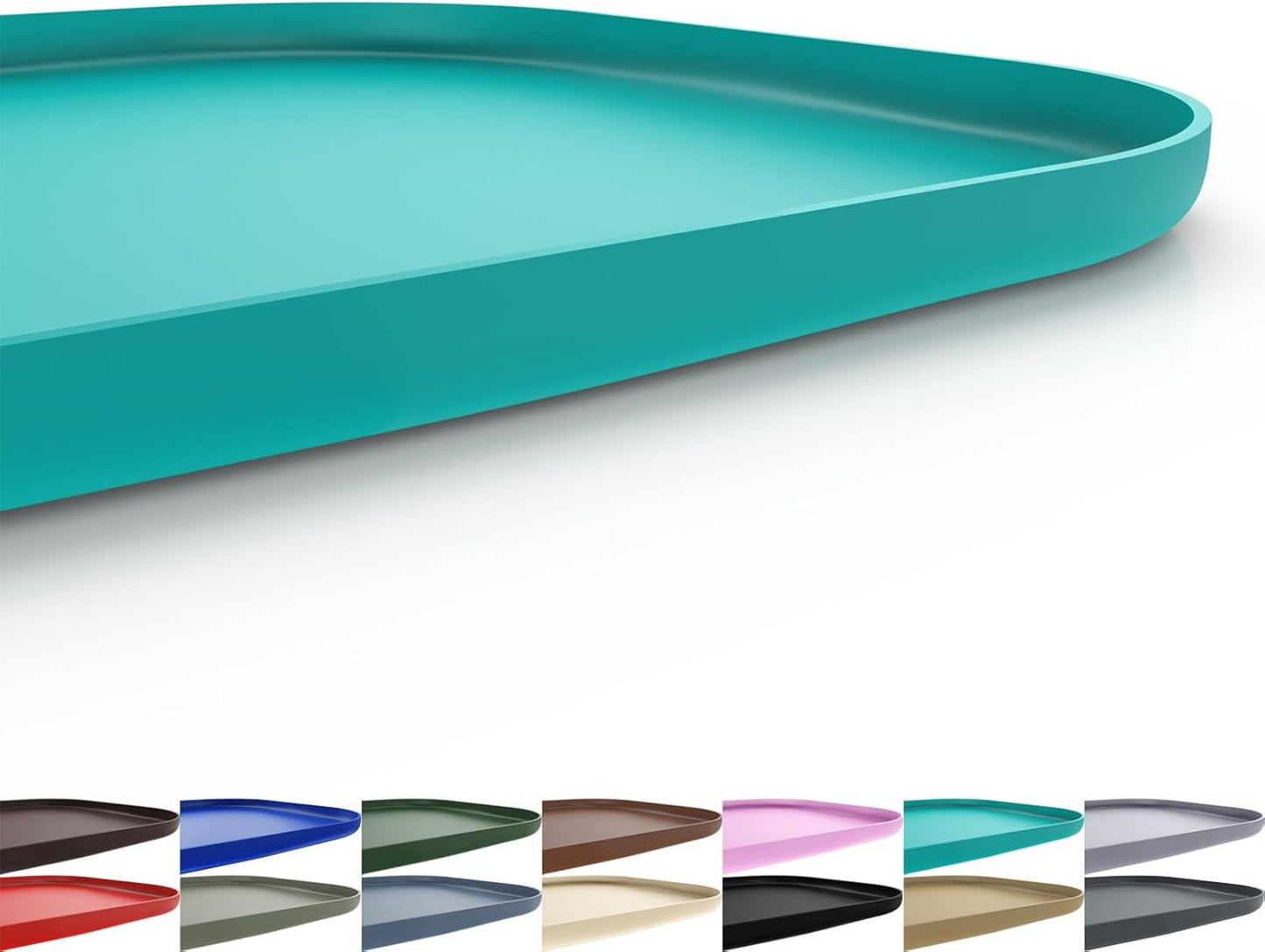 Silicone Pet Feeding Mat with Raised Edge for Food and Water, Dog Bowl Mats, Cat Bowls Placemat with High Lip for Floor Waterproof, Rubber Tray for Cats and Dogs 19 x 12 x0.7 Dark Turquoise