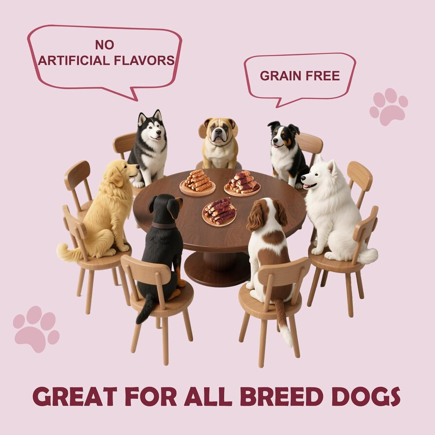 ASMPET Dog Treats, Duck Wrapped Beef Cartilage, Rawhide Free & Grain Free Dog Snacks