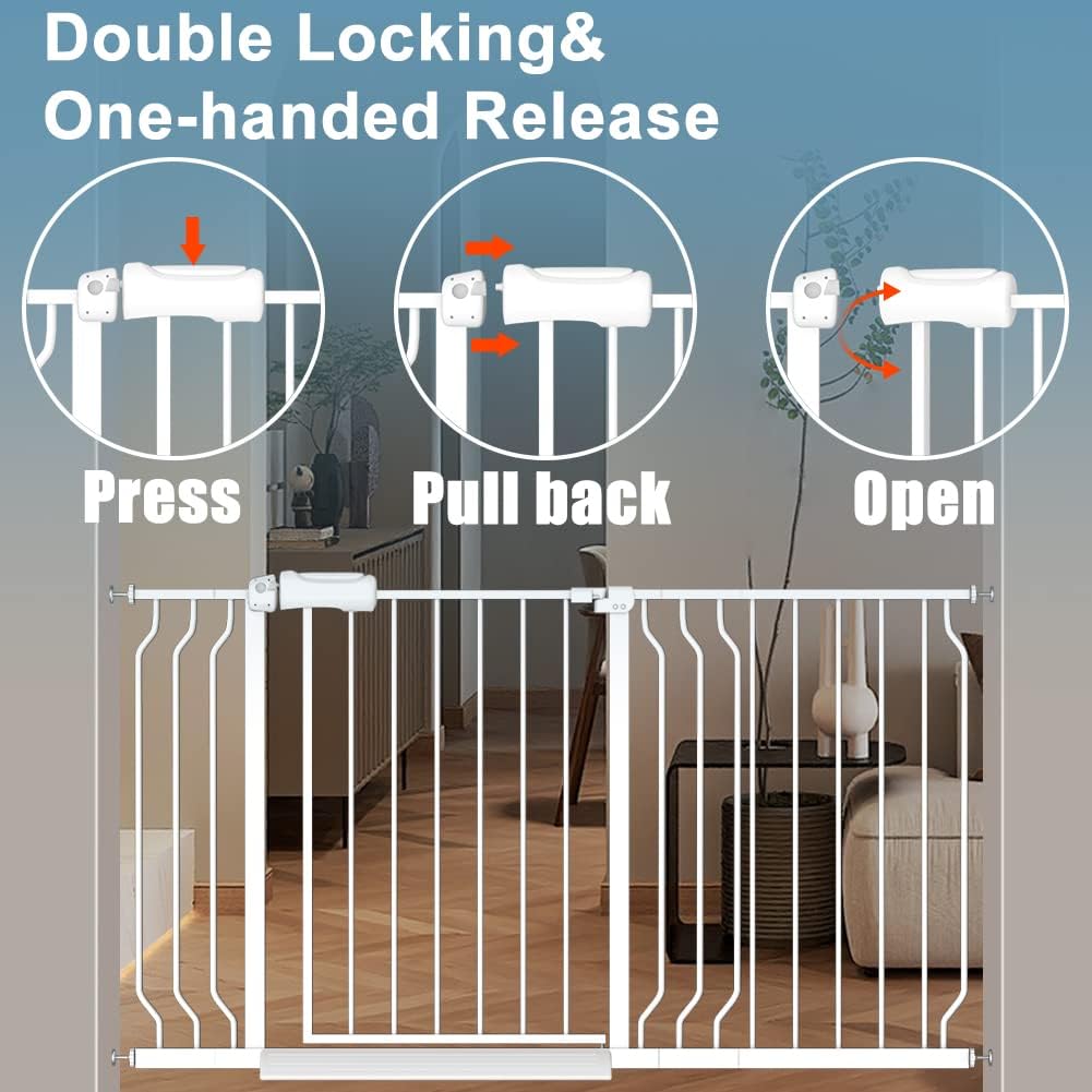Extra Wide Long Baby Gates 62-67 Inch Stairs Doorways Pet Dog gate Indoor Outdoor Pressure Mount No Drill Walk Through Safety Child Gate