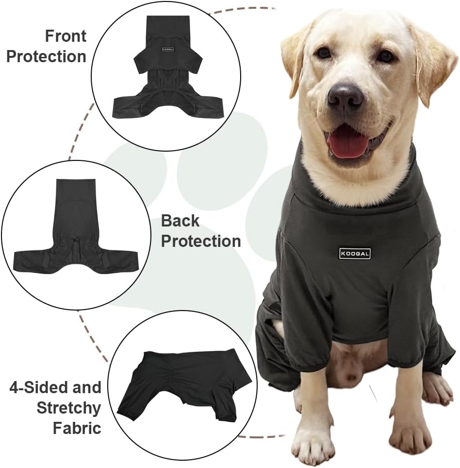 Dog Pyjamas PJS Sweater Clothes and Home Clothing Suitable for Small to Medium Breeds of Dogs, Dog Neutering Suits, Extra-Large Stretch Fabric, Four-Legged Clothes(Thin Dark Gray, L)