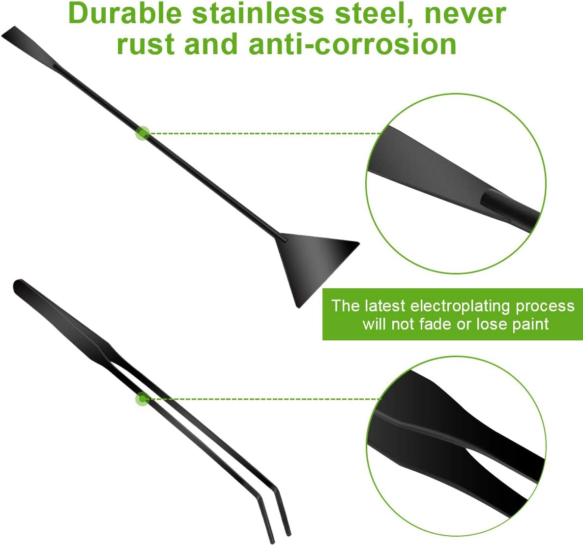 Quarium Aquascape Tools Kits, 4 in 1 Anti-Rust Aquatic Plant Aquascaping Tool Stainless Steel Black Tweezers Scissors Spatula for Aquarium Tank Clean Fish Tank Aquascape Tools Sets (black)