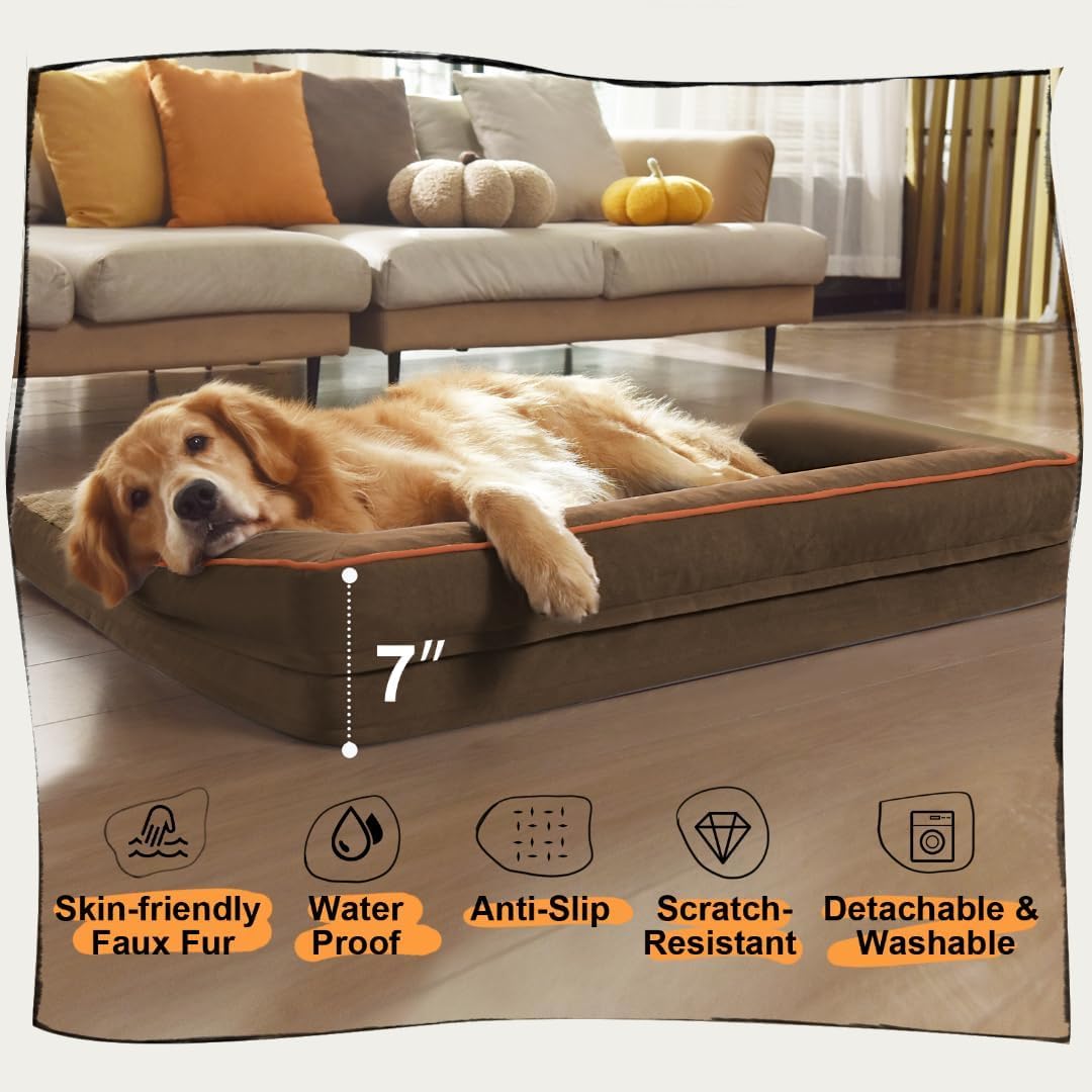 Small Dog Bed Orthopedic Washable Cat Bed Memory Foam Small Couch Sofa Indoor Comfy Pet Beds with Waterproof Removable Cover & Non-Slip Bottom
