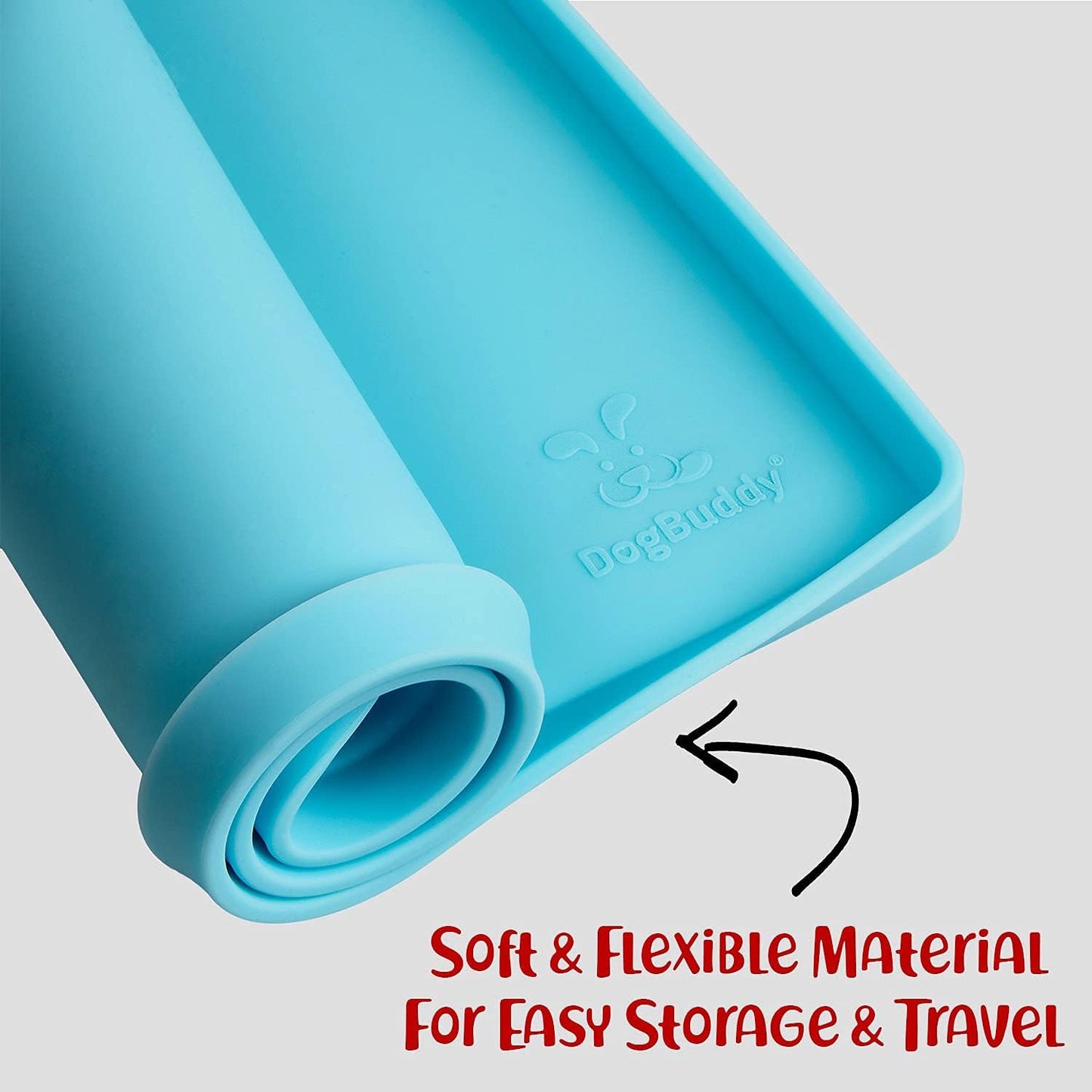 DogBuddy Dog Food Mat – Waterproof Dog Bowl Mat for Food and Water, Silicone Pet Feeding Mats for Floors, Non-Slip Placemat with High Edges for Dogs Bowls, Puppy Essentials (Small: 19"x12", Maya)