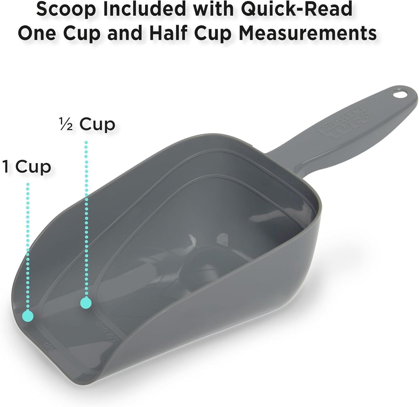 Mighty Tuff 13 Gallon, 54 Lbs Capacity, BPA-Free Pet Food Storage Container with Rolling Dolly on Wheels and Perfect Portion Scoop, Mobile Solution for Air-Tight Pet Food Storage