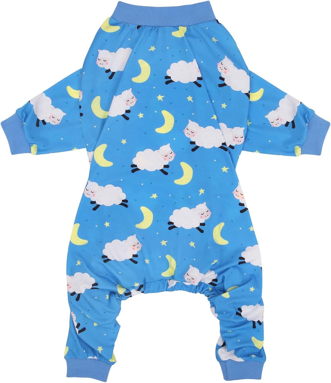 HDE Dog Pajamas One Piece Jammies Jumpsuit Pet Clothes Outfit Stretchy Lightweight Comfy Shirt Pjs for M-3XL Dogs Counting Sheep - M