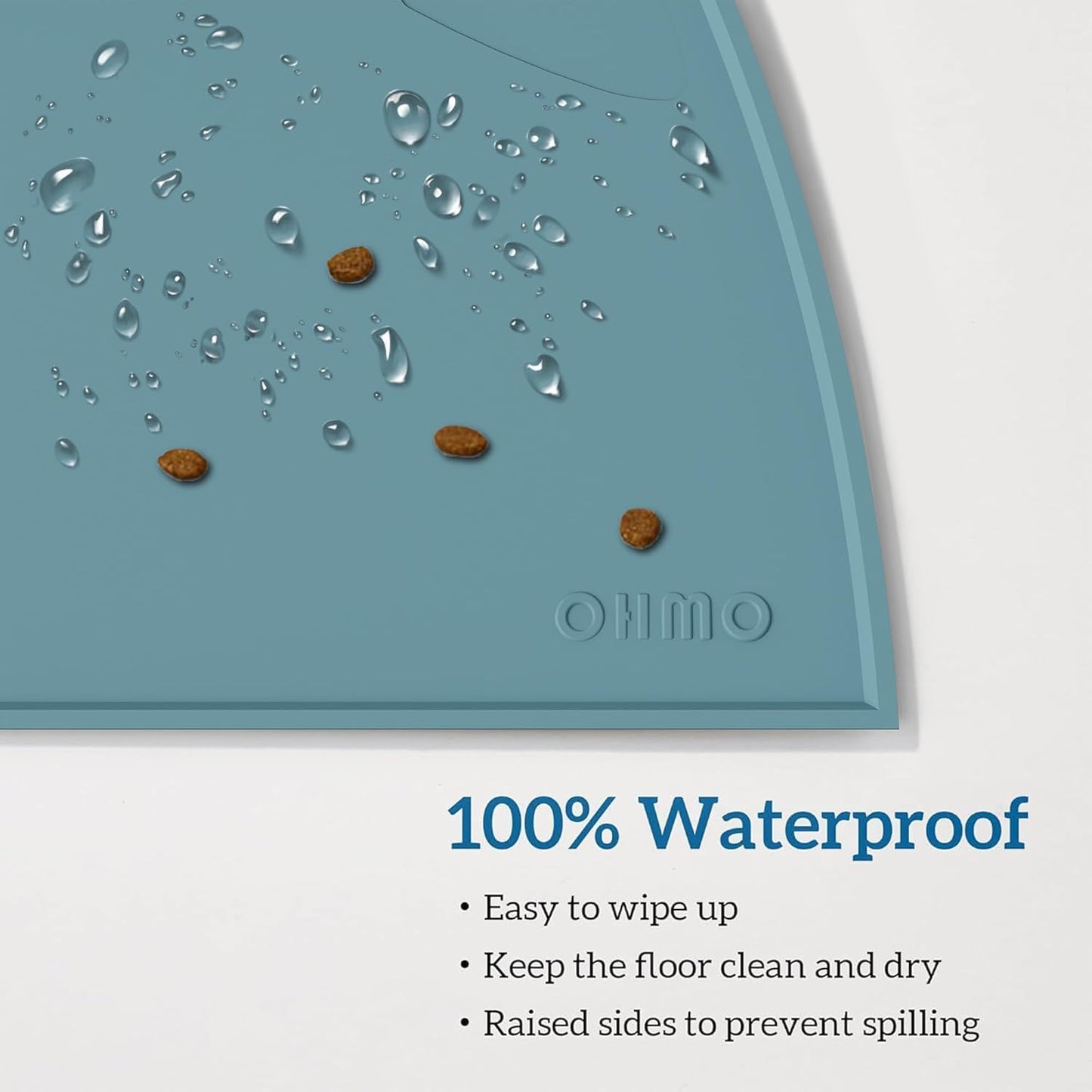 OHMO - Cat Food Mat, Silicone Pet Feeding Mat for Floor Non-Skid Waterproof Dog Water Bowl Tray, Easy to Clean Pet Placemat